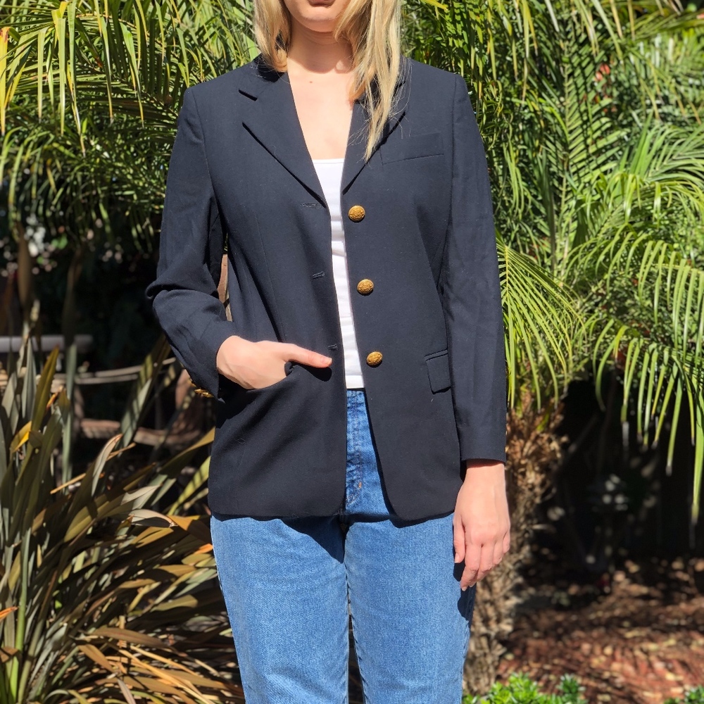 Vintage Designer Mondi Fashion Wool Navy Blazer